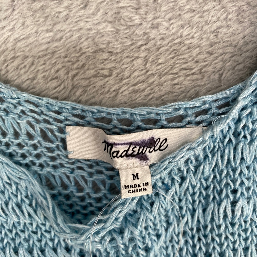 Madewell Sweater Womens Medium Blue Knit Tank Linen Blend Sleeveless NV241 - Picture 5 of 8